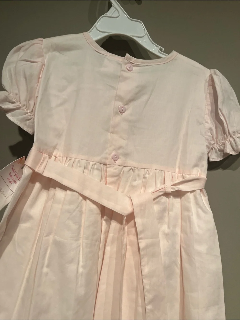 Girls Pink Smocked Floral Dress